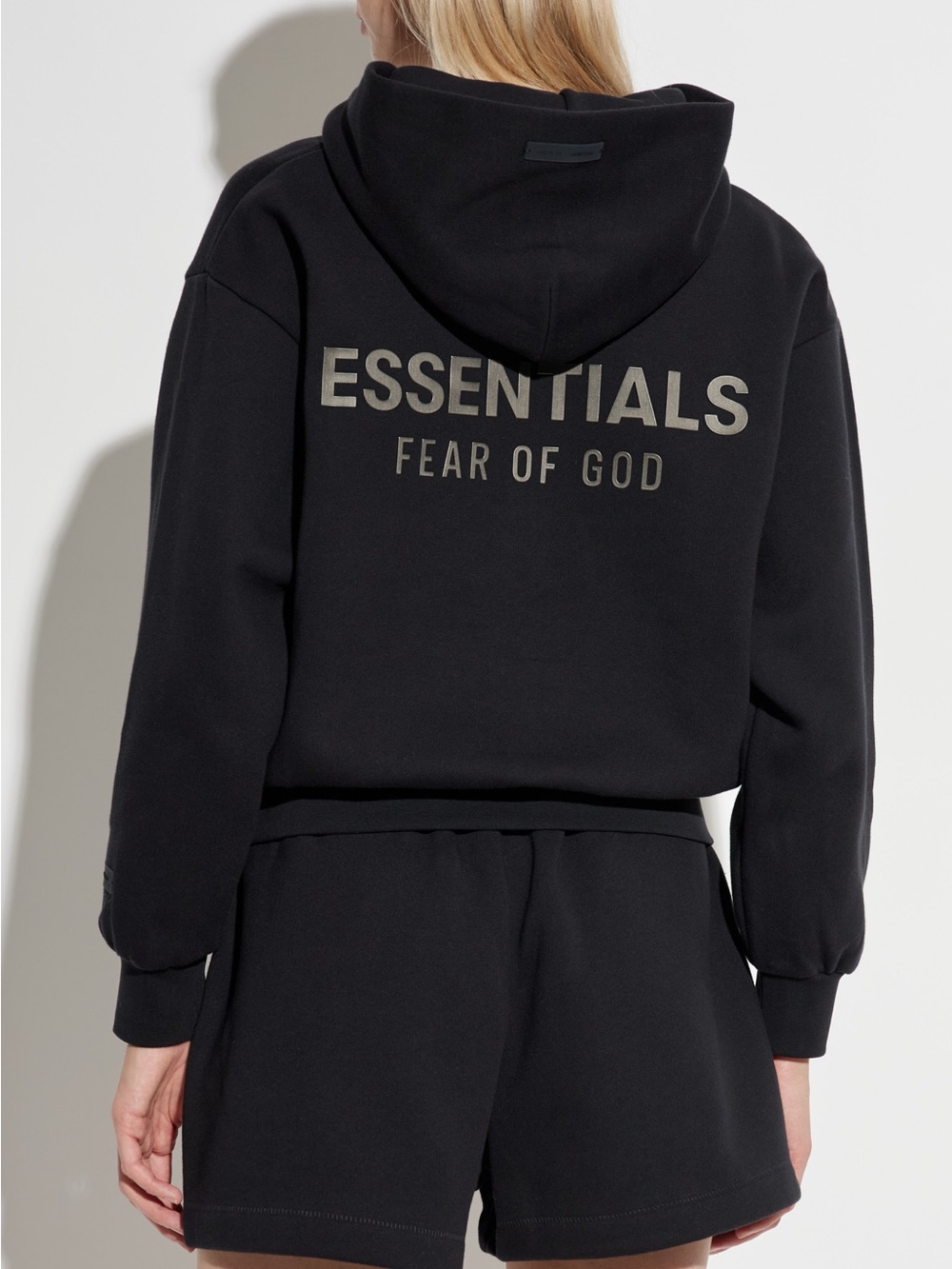 Fear of God Essentials Black Cotton Blend Fleece Hoodie